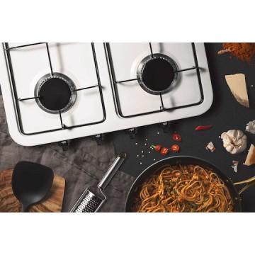 Promis KG200 Επιτραπέζια Εστία Υγραερίου Διπλή Λευκή