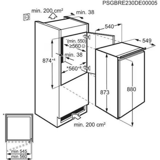 Electrolux Εντοιχιζόμενο Mini Bar 124lt Υ87.3xΠ54.8xΒ54.9εκ. Λευκό LFB2AE88S1