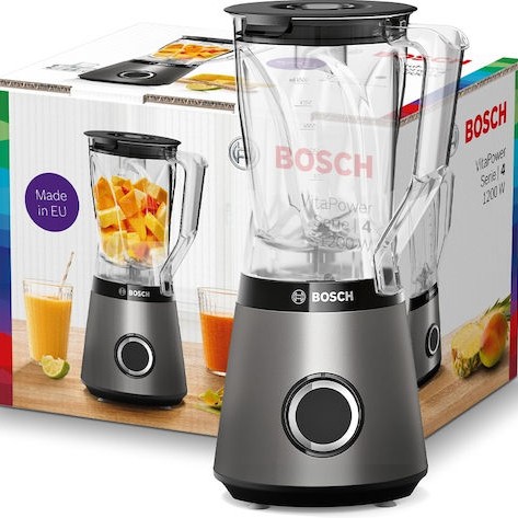 Bosch Serie 4 Επιτραπέζιο Μπλέντερ με Κανάτα Tritan 1.5 lt 1200W Ασημί