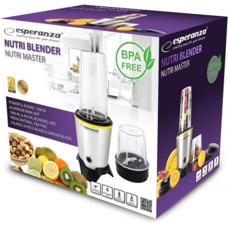 Esperanza Personal Μπλέντερ με Πλαστική Κανάτα 1 lt 1000W Inox EKM028