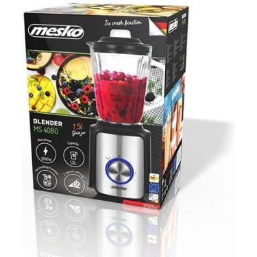 Mesko MS 4080 Επιτραπέζιο Μπλέντερ με Γυάλινη Κανάτα 1.5 lt 1200W Μαύρο