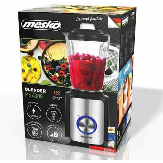 Mesko MS 4080 Επιτραπέζιο Μπλέντερ με Γυάλινη Κανάτα 1.5 lt 1200W Μαύρο