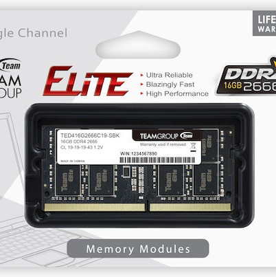 TeamGroup Elite DDR4 με Module 1x16GB και Ταχύτητα 2666 για Laptop