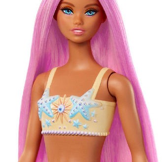 Barbie Mermaid with Colorful Hair, Tails and Headband Accessories Κούκλα Dreamtopia Γοργόνα Με Σομόν Ουρά για 3+ Ετών