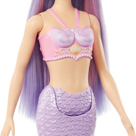 Barbie Mermaid with Colorful Hair, Tails and Headband Accessories Κούκλα Dreamtopia Purple για 3+ Ετών 30εκ.