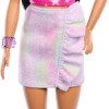Barbie Fashionistas Κούκλα Fashionistas 215 With Black Straight Hair & Iridescent Skirt για 3+ Ετών