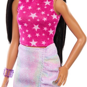 Barbie Fashionistas Κούκλα Fashionistas 215 With Black Straight Hair & Iridescent Skirt για 3+ Ετών