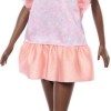 Barbie Fashionistas Κούκλα Fashionistas #216 With Tall Body, Black Straight Hair & Peach Dress για 3+ Ετών 29εκ.