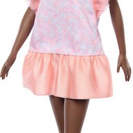 Barbie Fashionistas Κούκλα Fashionistas #216 With Tall Body, Black Straight Hair & Peach Dress για 3+ Ετών 29εκ.