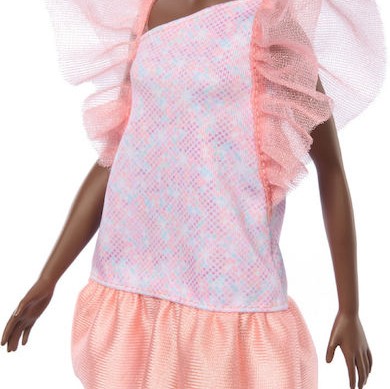 Barbie Fashionistas Κούκλα Fashionistas #216 With Tall Body, Black Straight Hair & Peach Dress για 3+ Ετών 29εκ.