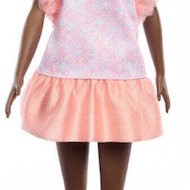 Barbie Fashionistas Κούκλα Fashionistas #216 With Tall Body, Black Straight Hair & Peach Dress για 3+ Ετών 29εκ.