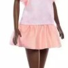 Barbie Fashionistas Κούκλα Fashionistas #216 With Tall Body, Black Straight Hair & Peach Dress για 3+ Ετών 29εκ.
