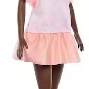 Barbie Fashionistas Κούκλα Fashionistas #216 With Tall Body, Black Straight Hair & Peach Dress για 3+ Ετών 29εκ.