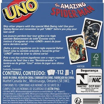 Επιτραπέζιο Παιχνίδι Uno The Amazing Spider-Man για 2-10 Παίκτες 7+ Ετών Mattel