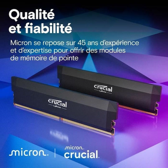 Crucial Pro DDR5 32GB RAM με 2x16GB Modules και Ταχύτητα 6400 για Desktop