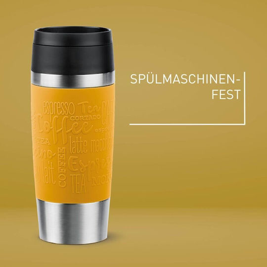 Emsa Handled Tumbler Θερμός Ανοξείδωτο 360ml Mustard Yellow με Καλαμάκι και Λαβή