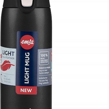 Emsa Handled Tumbler Θερμός 400ml Black με Καλαμάκι και Λαβή