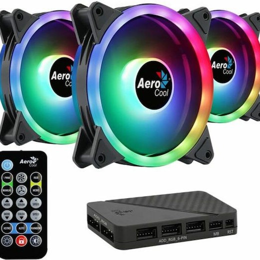 Aerocool Duo 12 Pro RGB Case Fan 120mm με Σύνδεση 6-Pin 3τμχ