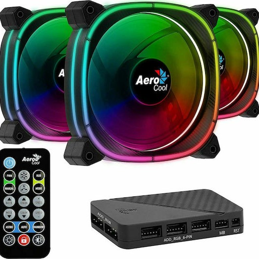 Aerocool Duo 12 Pro RGB Case Fan 120mm με Σύνδεση 6-Pin 3τμχ