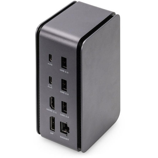 Digitus USB-C Docking Station με HDMI/DisplayPort 4K PD Ethernet και συνδεση 2 Οθονών Γκρι (DA-70897)