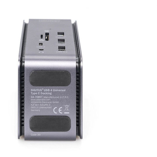Digitus USB-C Docking Station με HDMI/DisplayPort 4K PD Ethernet και συνδεση 2 Οθονών Γκρι (DA-70897)