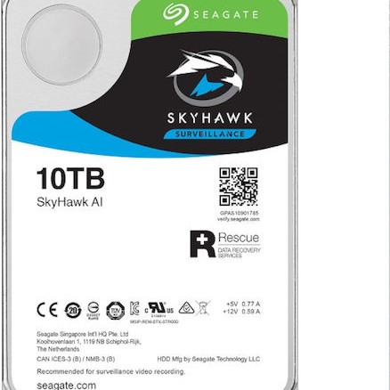 Seagate SkyHawk AI Surveillance 10TB HDD Σκληρός Δίσκος 3.5
