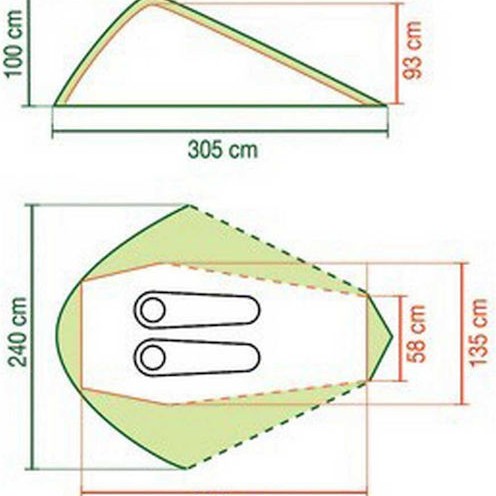 Coleman Bedrock 2 Σκηνή Camping Ορειβασίας Χακί 4 Εποχών για 2 Άτομα Αδιάβροχη 3000mm 260x130x90εκ.
