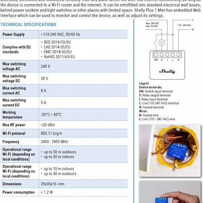 Shelly 1 Mini Gen 3 Smart Ενδιάμεσος Διακόπτης Wi-Fi σε Μπλε Χρώμα