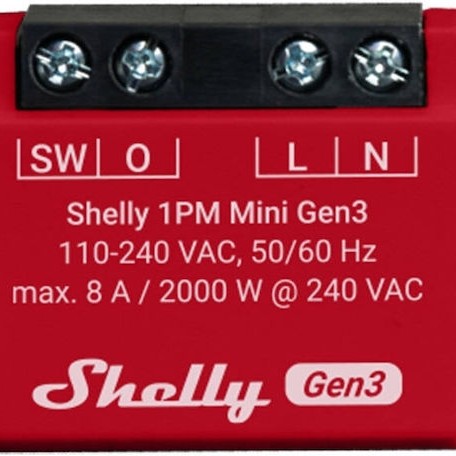 Shelly 1PM Mini Gen3 Ενδιάμεσος Διακόπτης