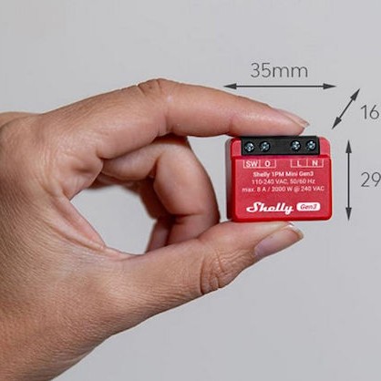 Shelly 1PM Mini Gen3 Ενδιάμεσος Διακόπτης