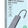 Verbatim USB-C Pro CMH-14 USB-C Docking Station με HDMI 4K PD Ethernet και σύνδεση 3 Οθονών Γκρι