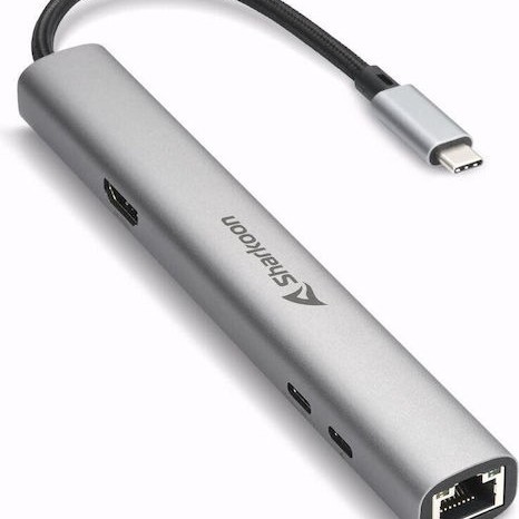 Sharkoon Combo Adapter USB-C Docking Station με HDMI 4K PD Ethernet Γκρι