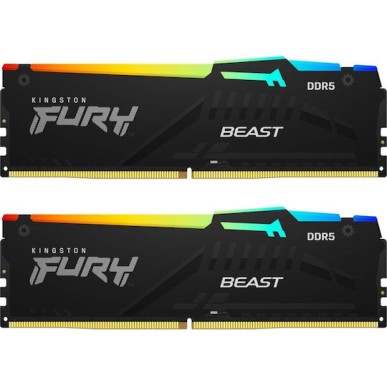 Kingston Fury Beast RGB DDR5 16GB RAM με 2x8GB Modules και Ταχύτητα 5200 για Desktop