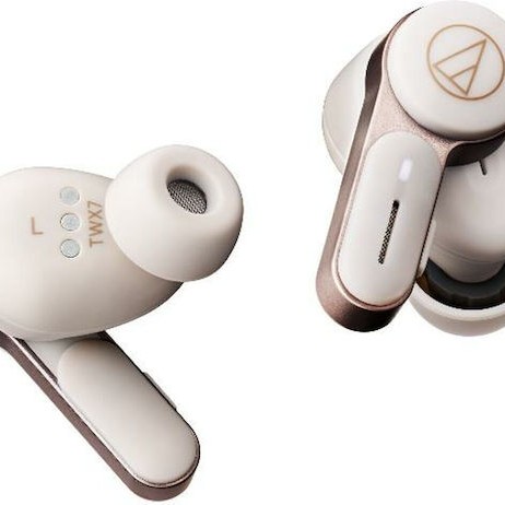 Audio Technica ATH-TWX7 In-ear Bluetooth Handsfree Ακουστικά με Αντοχή στον Ιδρώτα και Θήκη Φόρτισης Λευκά