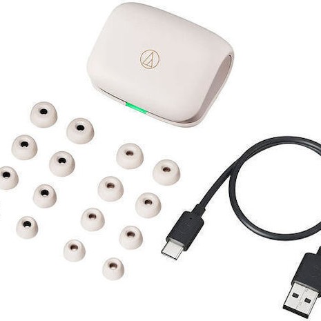 Audio Technica ATH-TWX7 In-ear Bluetooth Handsfree Ακουστικά με Αντοχή στον Ιδρώτα και Θήκη Φόρτισης Λευκά