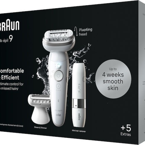Braun Silk-épil 9 Αποτριχωτική Μηχανή Epilator για Πρόσωπο & Σώμα