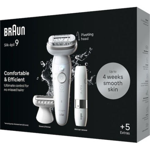 Braun Silk-épil 9 Αποτριχωτική Μηχανή Epilator για Πρόσωπο & Σώμα