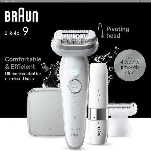Braun Silk-épil 9 Αποτριχωτική Μηχανή Epilator για Πρόσωπο & Σώμα
