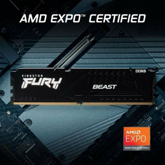 Kingston FURY Beast DDR5 64GB RAM με 2x32GB Modules και Ταχύτητα 6000 για Desktop