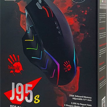 A4Tech Bloody J95s RGB Gaming Ποντίκι 8000 DPI Black