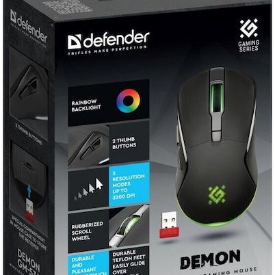 Defender Demon GM-534 Ασύρματο RGB Gaming Ποντίκι 3200 DPI Μαύρο