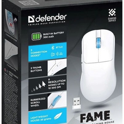 Defender Fame GM-516 Ασύρματο Gaming Ποντίκι 10000 DPI Λευκό