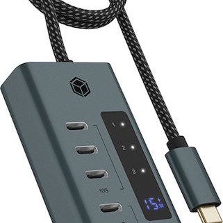 Icy Box USB 3.2 Hub 10 Θυρών με σύνδεση USB-A & Θύρα Φόρτισης Γκρι