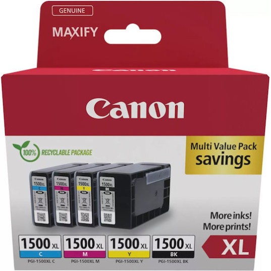 Canon Pgi-1500 Xl Bk C M Γνήσιο Πακέτο Μελανιών Εκτυπωτή InkJet Κυανό (9182B010)