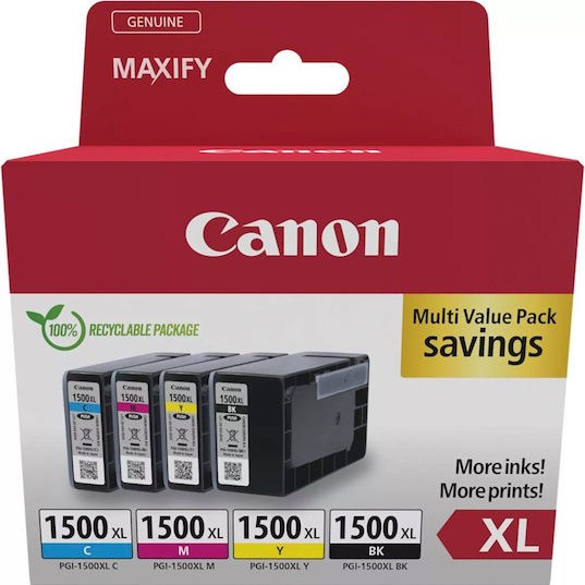 Canon Pgi-1500 Xl Bk C M Γνήσιο Πακέτο Μελανιών Εκτυπωτή InkJet Κυανό (9182B010)