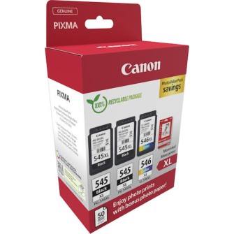 Canon PG-545 XL x2 / CL-546 XL Γνήσιο Photo Value Pack με 3 Μελάνια Εκτυπωτή InkJet Photo Μαύρο / Πολλαπλό (Color) (8286B015)