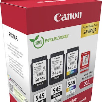 Canon PG-545 XL x2 / CL-546 XL Γνήσιο Photo Value Pack με 3 Μελάνια Εκτυπωτή InkJet Photo Μαύρο / Πολλαπλό (Color) (8286B015)