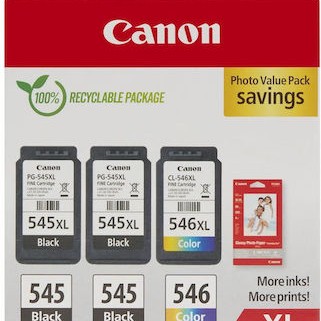Canon PG-545 XL x2 / CL-546 XL Γνήσιο Photo Value Pack με 3 Μελάνια Εκτυπωτή InkJet Photo Μαύρο / Πολλαπλό (Color) (8286B015)