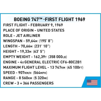 Cobi Τουβλάκια Boeing 747 First Flight 1969 για 7+ Ετών 1051τμχ