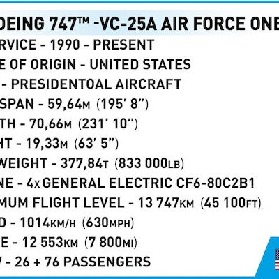 Cobi Τουβλάκια Boeing 747 Air Force One για 7+ Ετών 1087τμχ